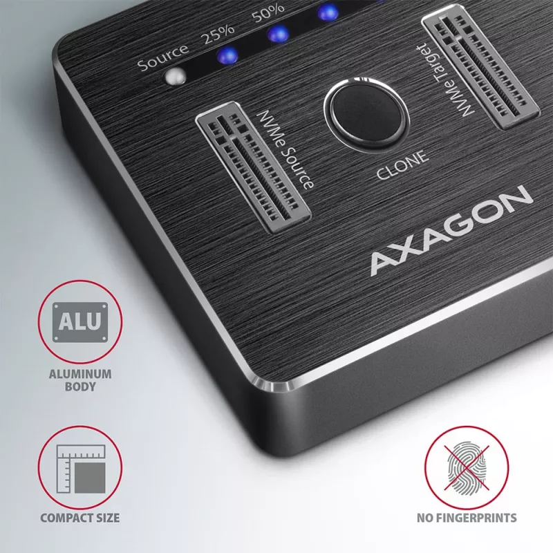 Axagon ADSA-M2C SuperSpeed USB-C 10Gbps dviejų M.2 NVMe dokas