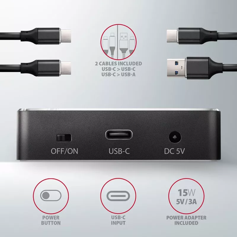 Axagon ADSA-M2C SuperSpeed USB-C 10Gbps dviejų M.2 NVMe dokas