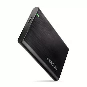 AXAGON EE25-A6M išorinis HDD/SSD dėklas – 2,5 colio SATA, USB 3.2 Gen 1 (5 Gbit/s), Micro-USB B į USB Type-A, aliuminis, juodas