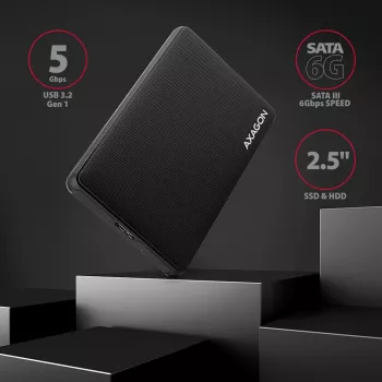 Axagon EE25-SL Išorinis dėklas be varžtų USB 3.2 Gen 1 - SATA 6G 2,5 colio SSD/HDD