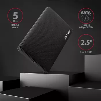 Išorinis dėklas 2.5 inch SATA HDD/SSD Axagon EE25-SLC, beįrankis, USB-C 3.2 Gen 1