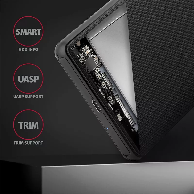 Išorinis dėklas 2.5 inch SATA HDD/SSD Axagon EE25-SLC, beįrankis, USB-C 3.2 Gen 1