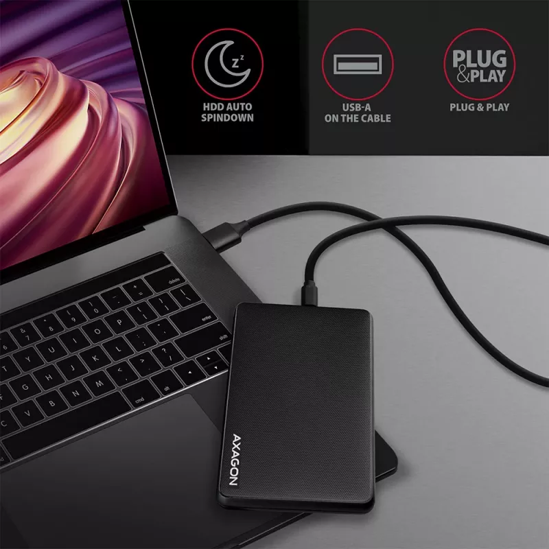 Išorinis dėklas 2.5 inch SATA HDD/SSD Axagon EE25-SLC, beįrankis, USB-C 3.2 Gen 1