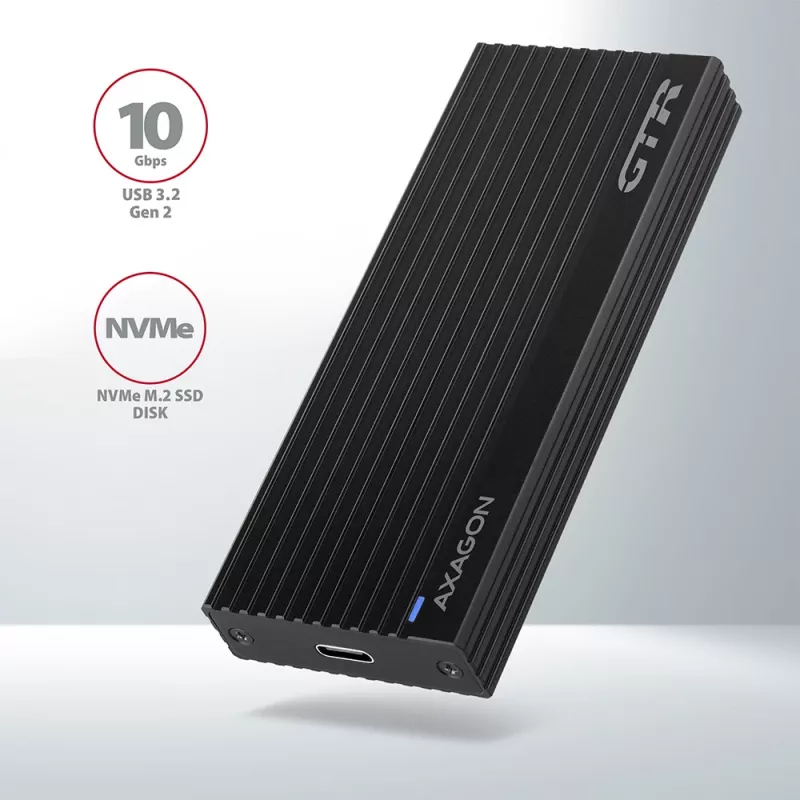 Axagon EEM2-GTR išorinis USB-C 3.2 Gen 2 metalinis korpusas M.2 NVMe SSD