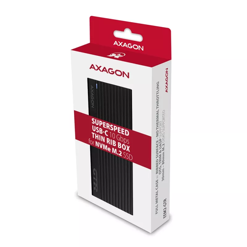 Axagon EEM2-GTR išorinis USB-C 3.2 Gen 2 metalinis korpusas M.2 NVMe SSD