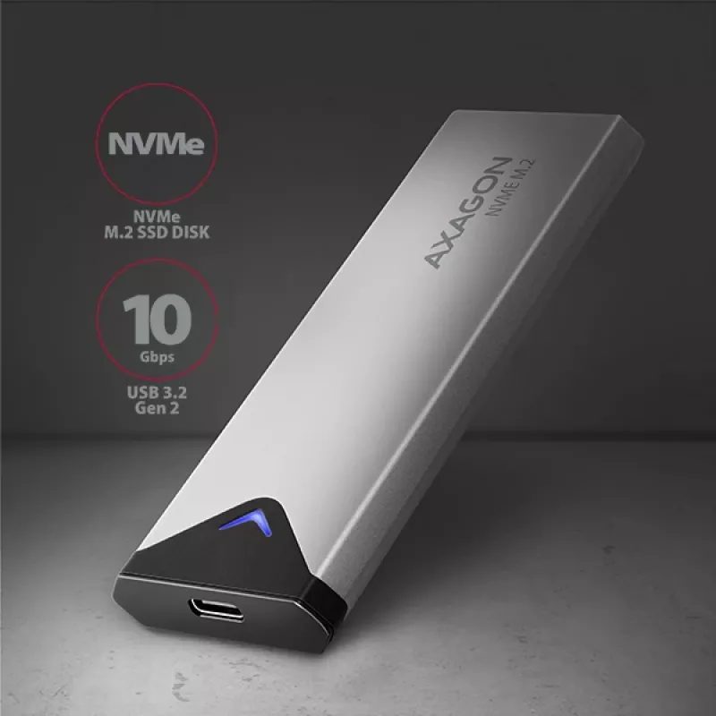 Išorinis metalinis dėklas Axagon EEM2-UG2 USB-C 10Gbps M.2 NVMe SSD