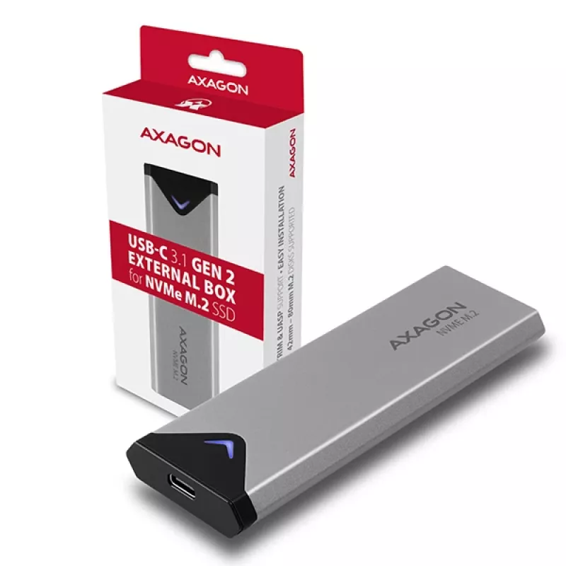 Išorinis metalinis dėklas Axagon EEM2-UG2 USB-C 10Gbps M.2 NVMe SSD