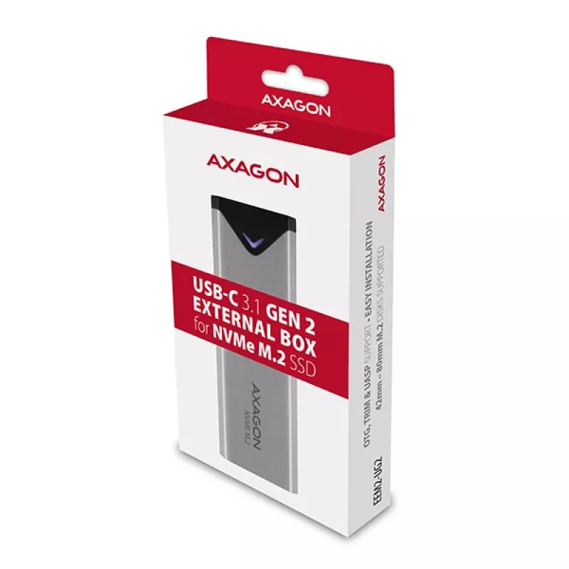 Išorinis metalinis dėklas Axagon EEM2-UG2 USB-C 10Gbps M.2 NVMe SSD