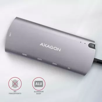 Axagon HMC-6M2 USB 3.2 Gen 1 šakotuvas, 2x USB-A, HDMI, RJ-45, SATA M.2, PD 100W, USB-C kabelis