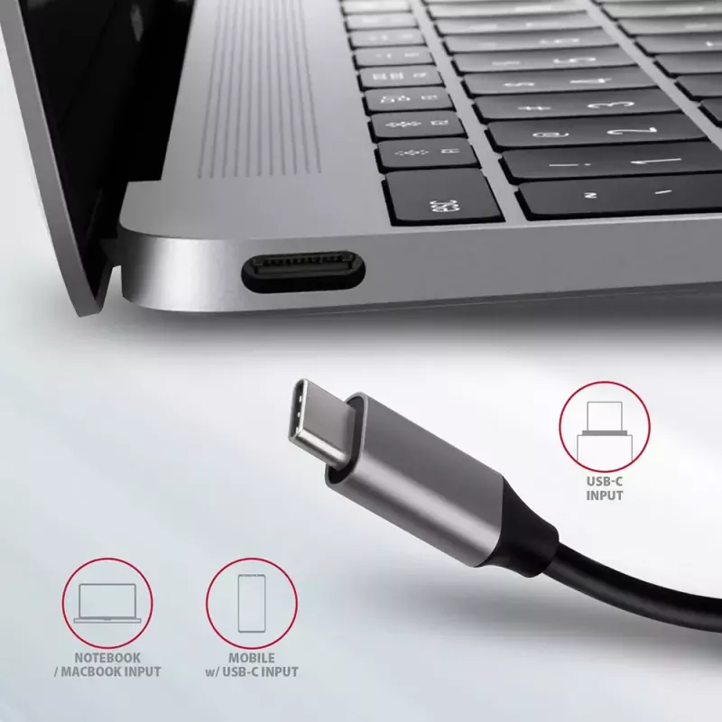 Axagon HMC-6M2 USB 3.2 Gen 1 šakotuvas, 2x USB-A, HDMI, RJ-45, SATA M.2, PD 100W, USB-C kabelis