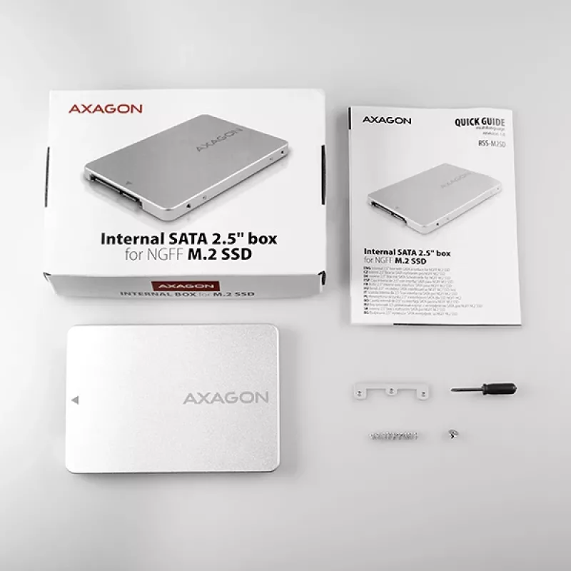 Vidinis 2,5 inch ALU dėklas Axagon RSS-M2SD SATA M.2 SATA SSD