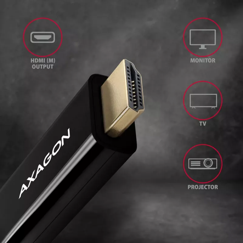Aktyvus kabelis Axagon RVD-HI14C2 DisplayPort → HDMI 1.4 1,8 m, 4K/30 Hz