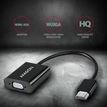 Adapteris Axagon RVH-VGAN HDMI -> VGA, FullHD, 1920x1200, garso išvestis, maitinimo įvadas
