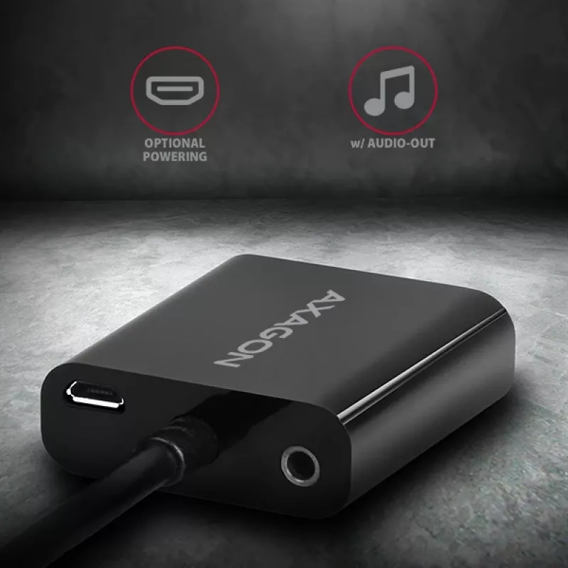 Adapteris Axagon RVH-VGAN HDMI -> VGA, FullHD, 1920x1200, garso išvestis, maitinimo įvadas