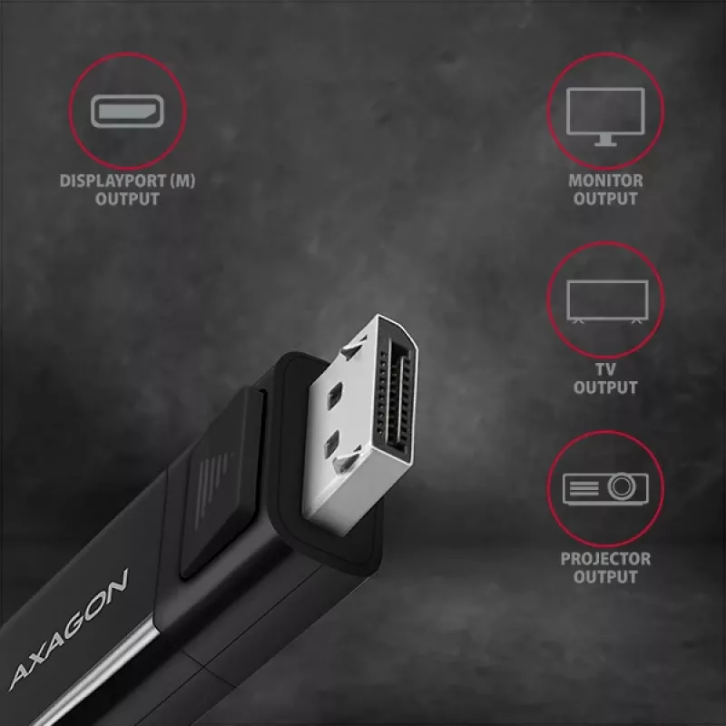 Aktyvus USB-C į DisplayPort kabelis Axagon RVC-DPC 1,8m 4K/60Hz