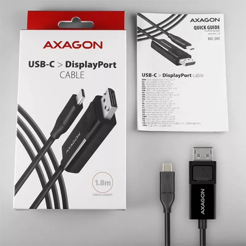 Aktyvus USB-C į DisplayPort kabelis Axagon RVC-DPC 1,8m 4K/60Hz