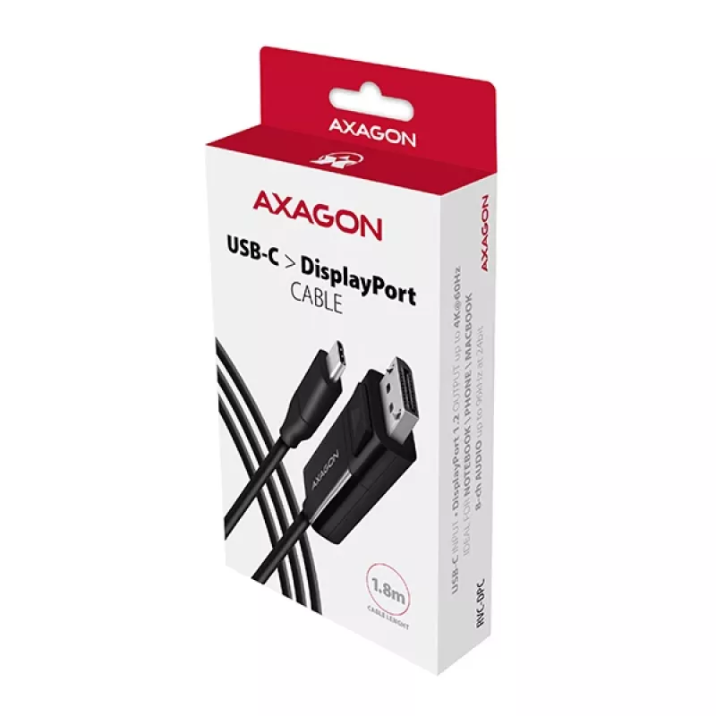 Aktyvus USB-C į DisplayPort kabelis Axagon RVC-DPC 1,8m 4K/60Hz