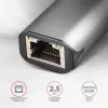 2,5 Gigabit eterneto adapteris AXAGON ADE-25R — USB Type-C, 10/100/1000/2500 Mbit/s, 5000 Mbit/s, aliuminis, pilkas