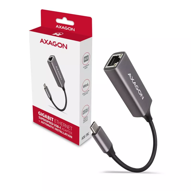 AXAGON ADE-TRC USB-C į Gigabit Ethernet adapteris, 10/100/1000, Titan Grey