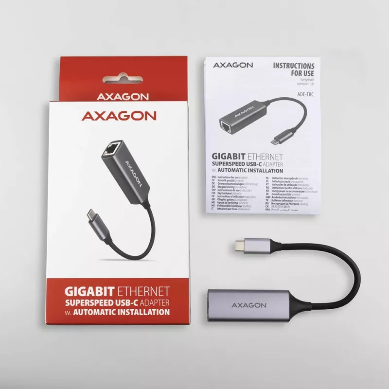 AXAGON ADE-TRC USB-C į Gigabit Ethernet adapteris, 10/100/1000, Titan Grey