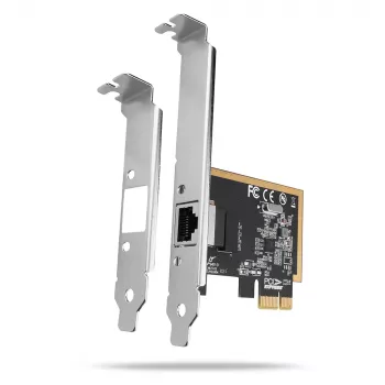 Axagon PCEE-GRF PCIe – Gigabit Ethernet adapteris su Realtek 8111F, standartiniu ir žemo profilio laikikliais