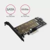 Axagon PCEM2-D PCIe x4 adapteris dviems M.2 SSD (NVMe M-key + SATA B-key) su LP ir SP laikikliais