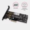 Axagon PCEM2-D PCIe x4 adapteris dviems M.2 SSD (NVMe M-key + SATA B-key) su LP ir SP laikikliais