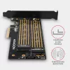Axagon PCEM2-D PCIe x4 adapteris dviems M.2 SSD (NVMe M-key + SATA B-key) su LP ir SP laikikliais