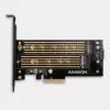 Axagon PCEM2-D PCIe x4 adapteris dviems M.2 SSD (NVMe M-key + SATA B-key) su LP ir SP laikikliais