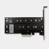 Axagon PCEM2-D PCIe x4 adapteris dviems M.2 SSD (NVMe M-key + SATA B-key) su LP ir SP laikikliais