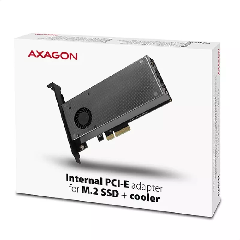 Axagon PCEM2-DC PCIe x4 adapteris M.2 NVMe M-key ir SATA B-key lizdams su aušintuvu, SP ir LP