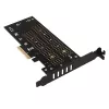 Axagon PCEM2-DC PCIe x4 adapteris M.2 NVMe M-key ir SATA B-key lizdams su aušintuvu, SP ir LP
