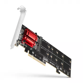 Axagon PCEM2-ND PCIe x8 - dviejų M.2 NVMe M-rakto lizdų adapteris, RAID, duomenų jungiklis, su SP ir LP