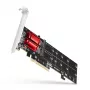 Axagon PCEM2-ND PCIe x8 - dviejų M.2 NVMe M-rakto lizdų adapteris, RAID, duomenų jungiklis, su SP ir LP
