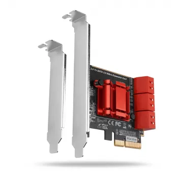 AXAGON PCES-SA6 PCIe į SATA sąsajos kortelė (ASM1166), 6 Gbit/s, pilno/žemo profilio, vidinė