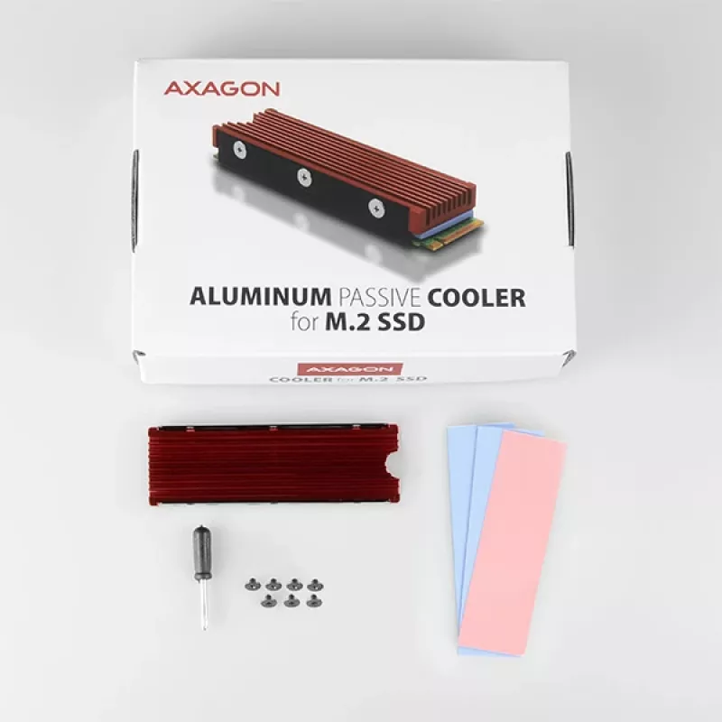 Axagon CRL-M2 Pasyvus aliumininis aušintuvas visiems M.2 SSD, dydis 2280, aukštis 12 mm