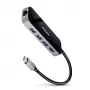 Axagon HMC-6GL USB 3.2 Gen 1 centrinis įrenginys, 3x USB-A, HDMI 4k/30Hz, RJ-45, PD 100W, 20 cm USB-C kabelis