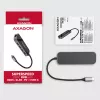 Axagon HMC-6GL USB 3.2 Gen 1 centrinis įrenginys, 3x USB-A, HDMI 4k/30Hz, RJ-45, PD 100W, 20 cm USB-C kabelis