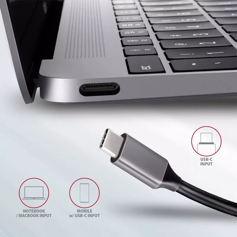 Axagon HMC-5 USB 3.2 Gen 1 šakotuvas, 2x USB-A, HDMI, SD/microSD, PD 100W, 20 cm USB-C laidas