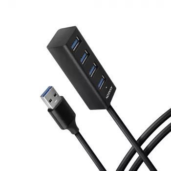 USB 3.2 Gen 1 MINI stotelė Axagon HUE-M1AL, metalinis korpusas, 4x USB-A, 1.2 m USB-A laidas