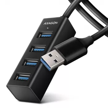 USB 3.2 Gen 1 MINI stotelė Axagon HUE-M1AL, metalinis korpusas, 4x USB-A, 1.2 m USB-A laidas