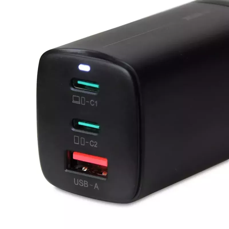 Kroviklis AC mobiliesiems įrenginiams IBOX ILUC65B — 65 W, 3x USB (2x USB‑A Gen1, 1x USB‑C), juodas, 100–240 V