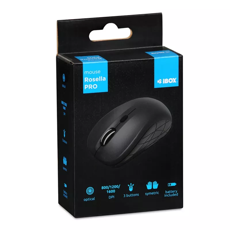 IBOX I009w - Belaidė optinė pelė Rosella Juoda