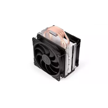 Oro aušintuvas ENDORFY Fera 5 Dual Fan — 2x 120 mm PWM ventiliatoriai, 4 šilumos vamzdeliai, TDP 220 W, suderinamas su LGA 2011 ir kitais lizdais, juodas