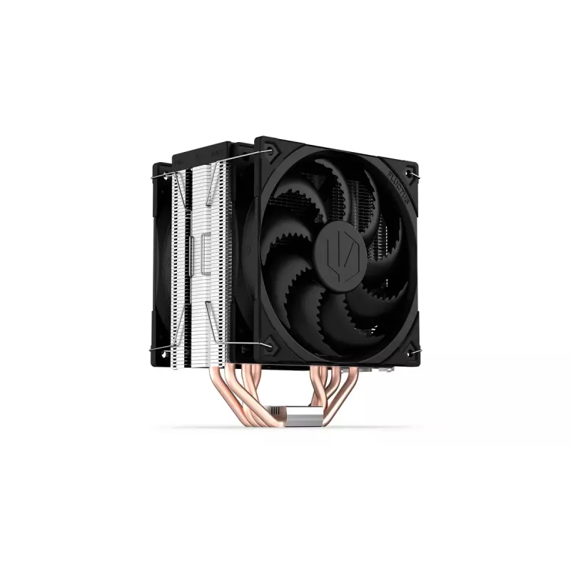 Oro aušintuvas ENDORFY Fera 5 Dual Fan — 2x 120 mm PWM ventiliatoriai, 4 šilumos vamzdeliai, TDP 220 W, suderinamas su LGA 2011 ir kitais lizdais, juodas