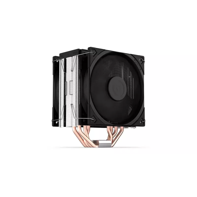 Oro aušintuvas ENDORFY Fera 5 Dual Fan — 2x 120 mm PWM ventiliatoriai, 4 šilumos vamzdeliai, TDP 220 W, suderinamas su LGA 2011 ir kitais lizdais, juodas