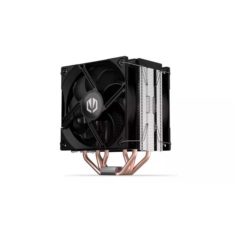 Oro aušintuvas ENDORFY Fera 5 Dual Fan — 2x 120 mm PWM ventiliatoriai, 4 šilumos vamzdeliai, TDP 220 W, suderinamas su LGA 2011 ir kitais lizdais, juodas
