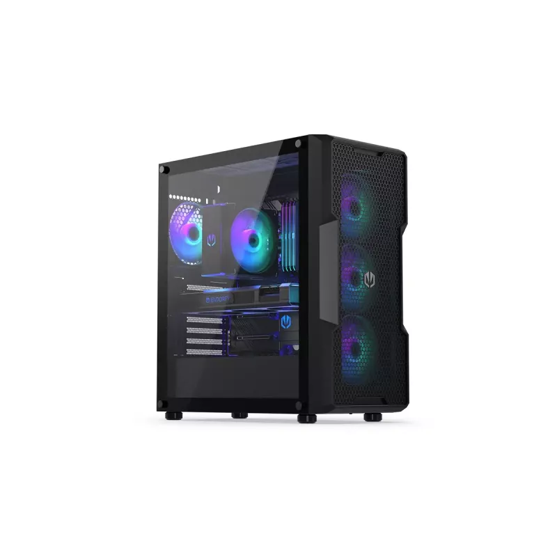 Korpusas ENDORFY Regnum 400 ARGB Tower Black — ATX, grūdintas stiklas, ARGB, 3x120mm priekyje, 1x120mm gale, palaiko GPU 37 cm