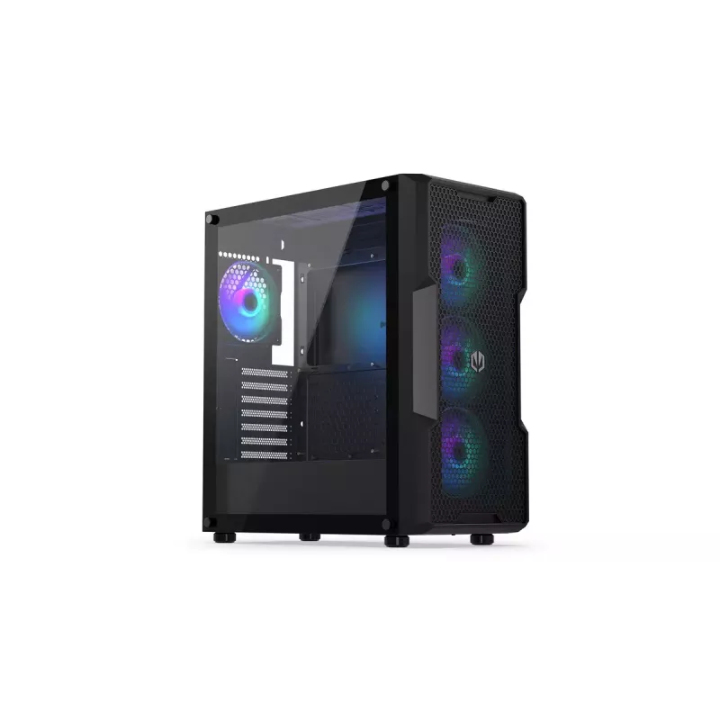 Korpusas ENDORFY Regnum 400 ARGB Tower Black — ATX, grūdintas stiklas, ARGB, 3x120mm priekyje, 1x120mm gale, palaiko GPU 37 cm
