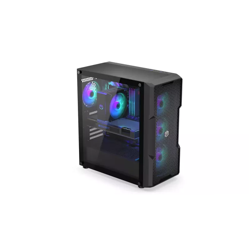Korpusas ENDORFY Regnum 400 ARGB Tower Black — ATX, grūdintas stiklas, ARGB, 3x120mm priekyje, 1x120mm gale, palaiko GPU 37 cm